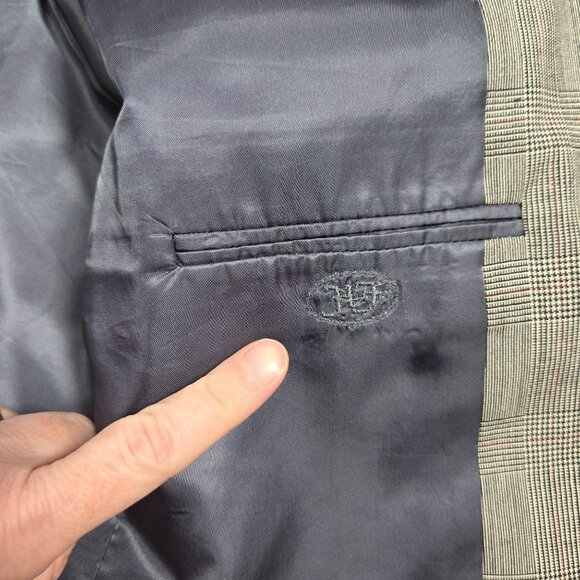 Vintage Hickey Freeman Sport Coat Mens 42R Gray Glen Plaid Wool Blazer Jacket - Picture 3 of 14